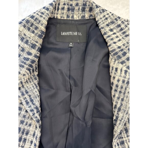 Lafayette 148 NY Tweed Plaid Textured Blazer Jacket Size 10 - Picture 3 of 11